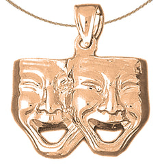 10K, 14K or 18K Gold Drama Mask, Laugh Now, Cry Later Pendant