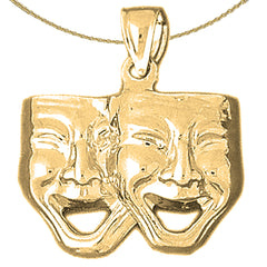 10K, 14K oder 18K Gold Drama-Maske, „Jetzt lachen, später weinen“-Anhänger