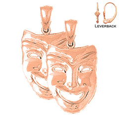 14K oder 18K Gold Drama Mask, Laugh Now Ohrringe