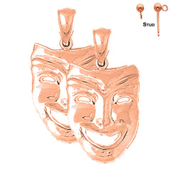 14K or 18K Gold Drama Mask, Laugh Now Earrings