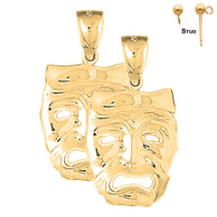 14K or 18K Gold Drama Mask, Cry Later Earrings