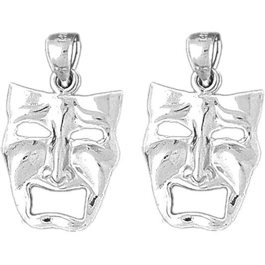 Sterling Silver 25mm Drama Mask, Cry Later Earrings