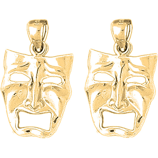 Yellow Gold-plated Silver 25mm Drama Mask, Cry Later Earrings