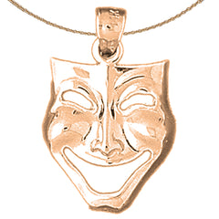 14K oder 18K Gold Drama Mask, Laugh Now Anhänger