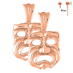 14K or 18K Gold Drama Mask, Cry Later Earrings