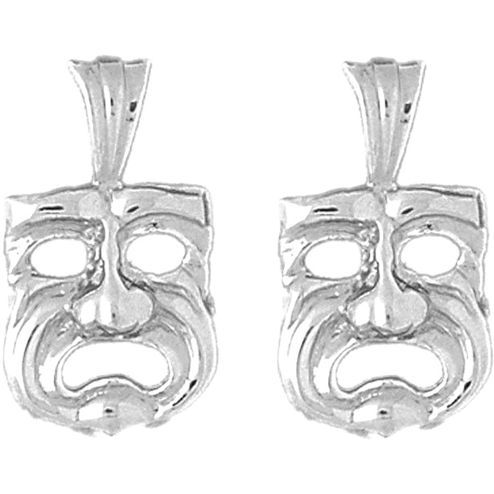 Sterling Silver 23mm Drama Mask, Cry Later Earrings