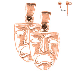 14K or 18K Gold Drama Mask, Cry Later Earrings