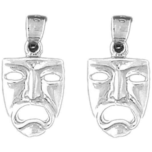 Sterling Silver 20mm Drama Mask, Cry Later Earrings