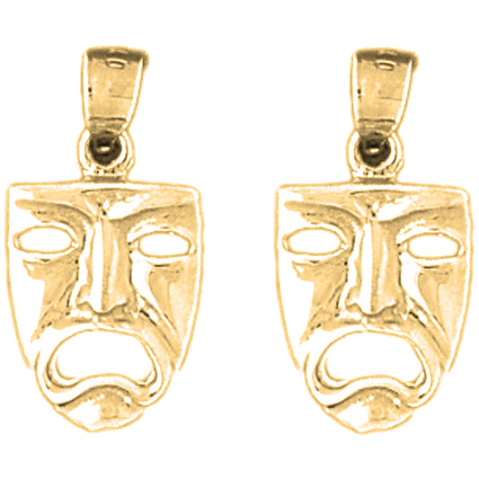 Yellow Gold-plated Silver 20mm Drama Mask, Cry Later Earrings