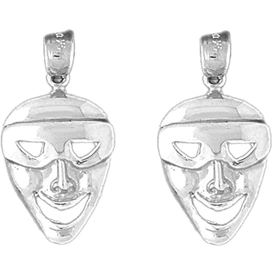 Sterling Silver 25mm Drama Mask, Laugh Now Earrings