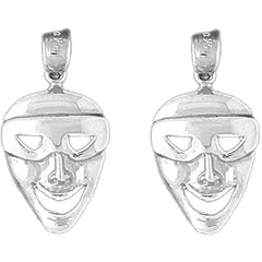 Sterling Silver 25mm Drama Mask, Laugh Now Earrings