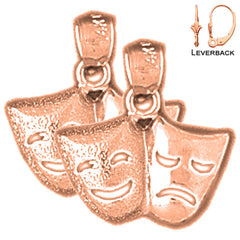 14K or 18K Gold Drama Mask, Laugh Now, Cry Later Earrings