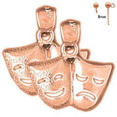 14K or 18K Gold Drama Mask, Laugh Now, Cry Later Earrings