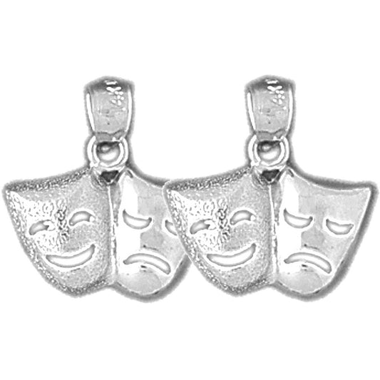 Sterling Silver 16mm Drama Mask, Laugh Now, Cry Later Earrings