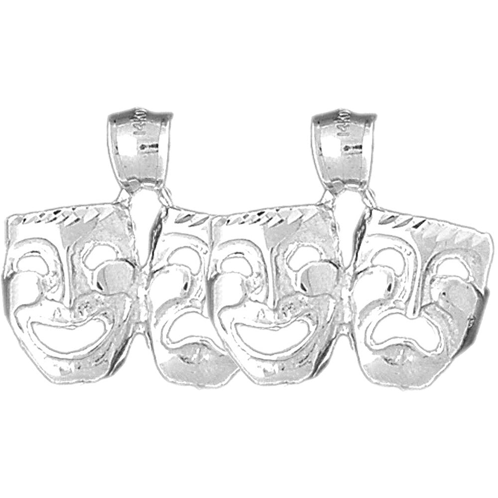 Sterling Silver 23mm Drama Mask, Laugh Now, Cry Later Earrings