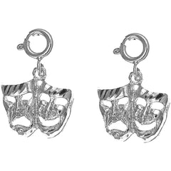 Sterling Silver 19mm Drama Mask, Laugh Now, Cry Later Earrings