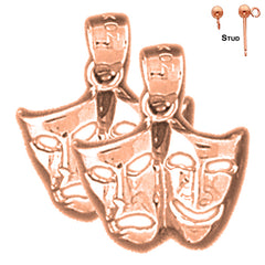 14K or 18K Gold Drama Mask, Laugh Now, Cry Later Earrings