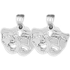 Sterling Silver 19mm Drama Mask, Laugh Now, Cry Later Earrings