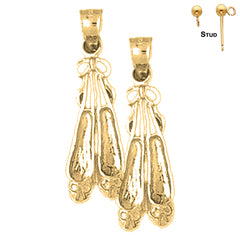 Sterling Silver 31mm Ballerina Shoe Earrings (White or Yellow Gold Plated)