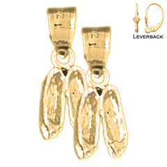 Sterling Silver 17mm Dance Shoes Earrings (White or Yellow Gold Plated)