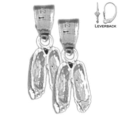 Sterling Silver 17mm Dance Shoes Earrings (White or Yellow Gold Plated)