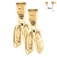 Sterling Silver 17mm Dance Shoes Earrings (White or Yellow Gold Plated)