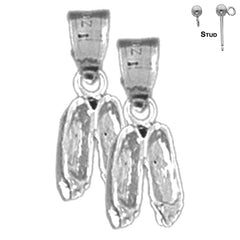 Sterling Silver 17mm Dance Shoes Earrings (White or Yellow Gold Plated)