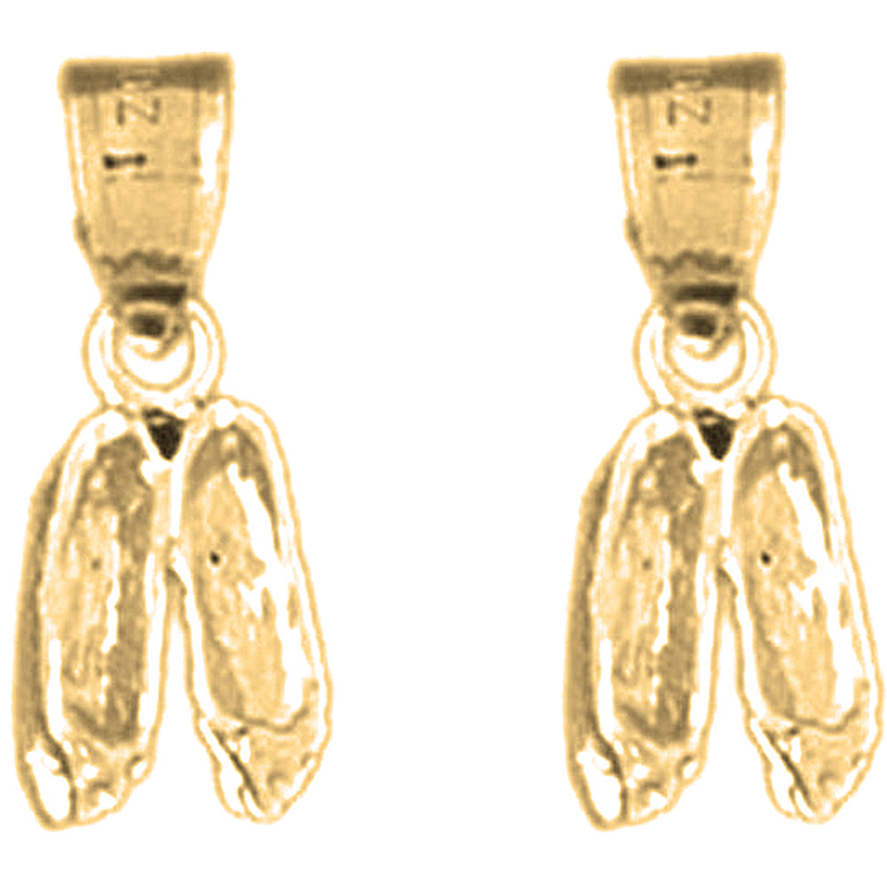 Yellow Gold-plated Silver 17mm Dance Shoes Earrings