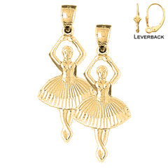 Sterling Silver 34mm 5th Position Ballerina Earrings (White or Yellow Gold Plated)