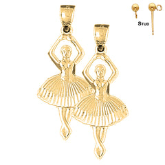 Sterling Silver 34mm 5th Position Ballerina Earrings (White or Yellow Gold Plated)