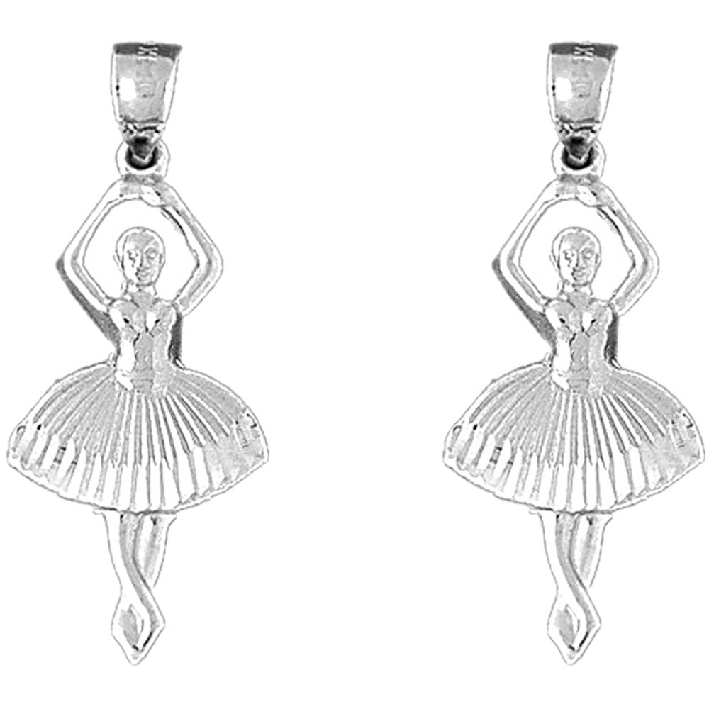 Sterling Silver 34mm 5th Position Ballerina Earrings