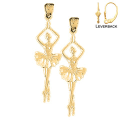 Sterling Silver 41mm 5th Position Ballerina Earrings (White or Yellow Gold Plated)