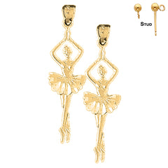 Sterling Silver 41mm 5th Position Ballerina Earrings (White or Yellow Gold Plated)