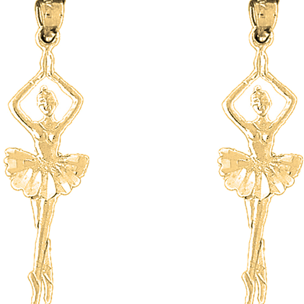 Yellow Gold-plated Silver 41mm 5th Position Ballerina Earrings