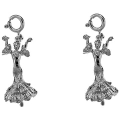 Sterling Silver 27mm 3D Flamenco Dancer Earrings