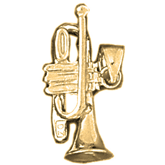 14K or 18K Gold 3D Trumpet Pendant