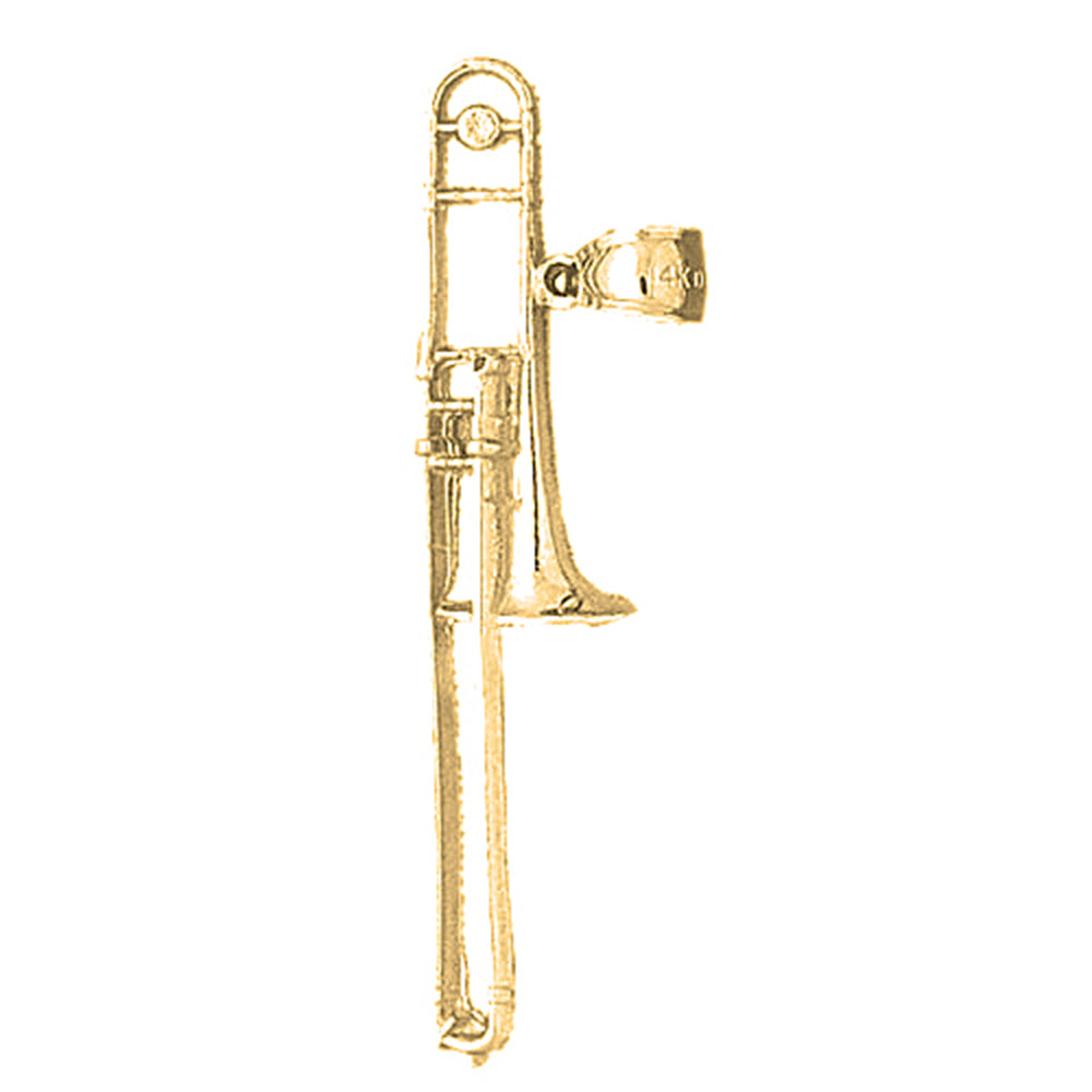 10K, 14K or 18K Gold Trombone Pendant