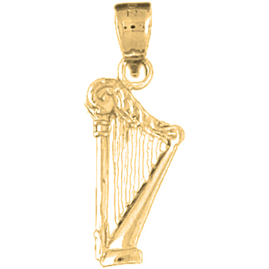 14K or 18K Gold Harp Pendant