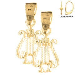 14K or 18K Gold Harp Earrings