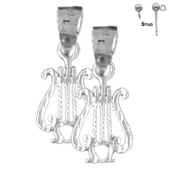 Pendientes de arpa de plata de ley de 20 mm (chapados en oro blanco o amarillo)