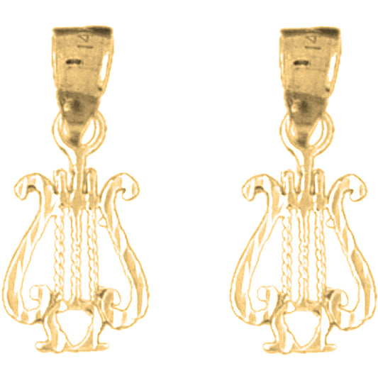 Yellow Gold-plated Silver 20mm Harp Earrings