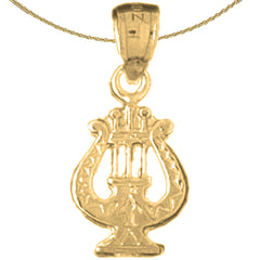 14K or 18K Gold Harp Pendant