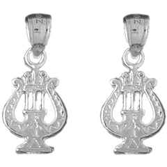 Sterling Silver 22mm Harp Earrings