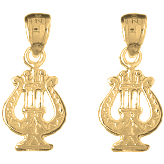 Yellow Gold-plated Silver 22mm Harp Earrings