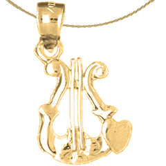 14K or 18K Gold Harp Pendant