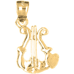 14K or 18K Gold Harp Pendant