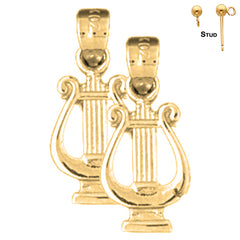 Sterling Silver 19mm Piano Earrings (White or Yellow Gold Plated)