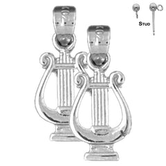 Sterling Silver 19mm Piano Earrings (White or Yellow Gold Plated)