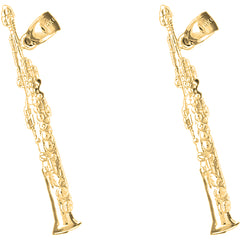 Yellow Gold-plated Silver 44mm Clarinet Earrings
