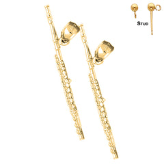 Sterling Silver 44mm Flute Earrings (White or Yellow Gold Plated)